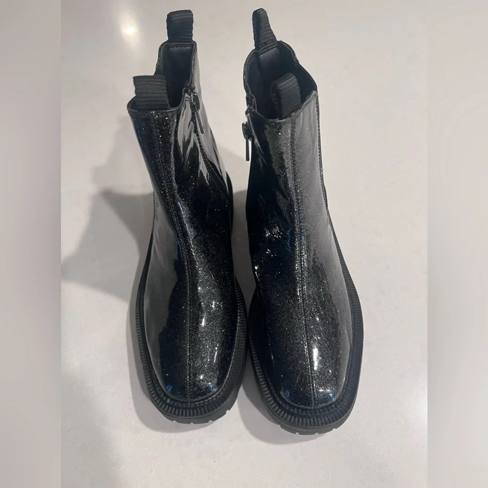 Sam Edelman‎ Girls Black Glitter Laguna Chelsea Boot Combat Sz 4 New